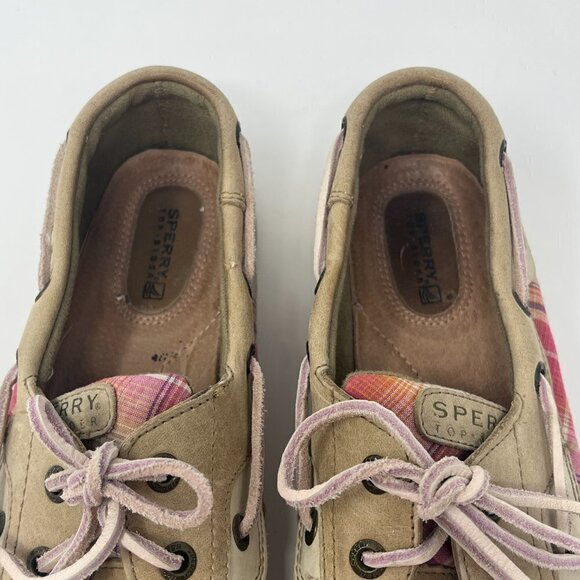 Sperry boat shoes women 9 leather pink plaid - Picture 3 of 9